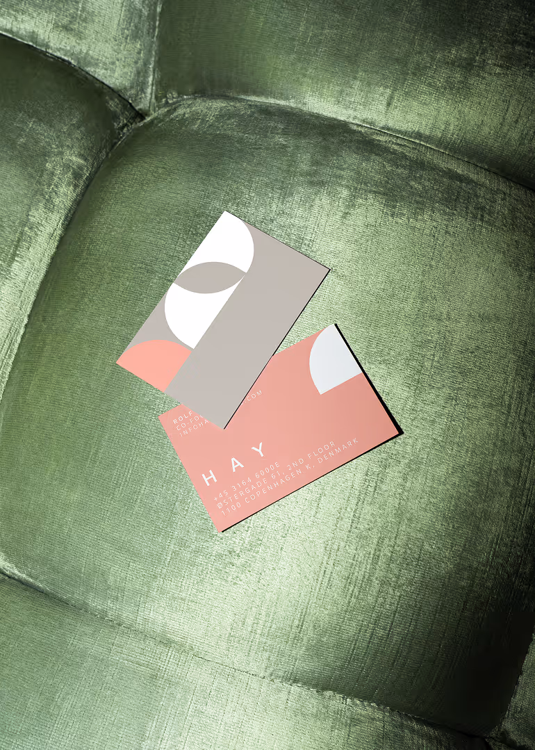 busniess card on couch
